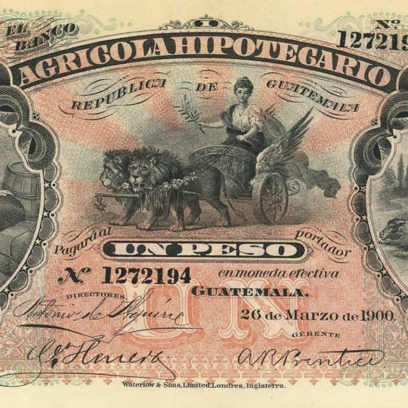 Imagen: Billete de 1 Peso, 1895 – Banco Agrícola Hipotecario (Principios del siglo XX)