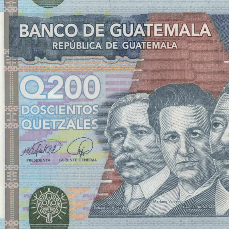 Imagen: Billete de 200 Quetzales – Banco de Guatemala (Siglo XX, primera emisión)